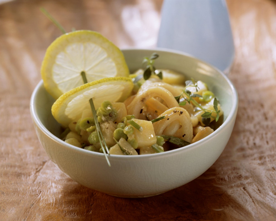 Bio Kartoffel-Bohnen-Salat mit Calamari