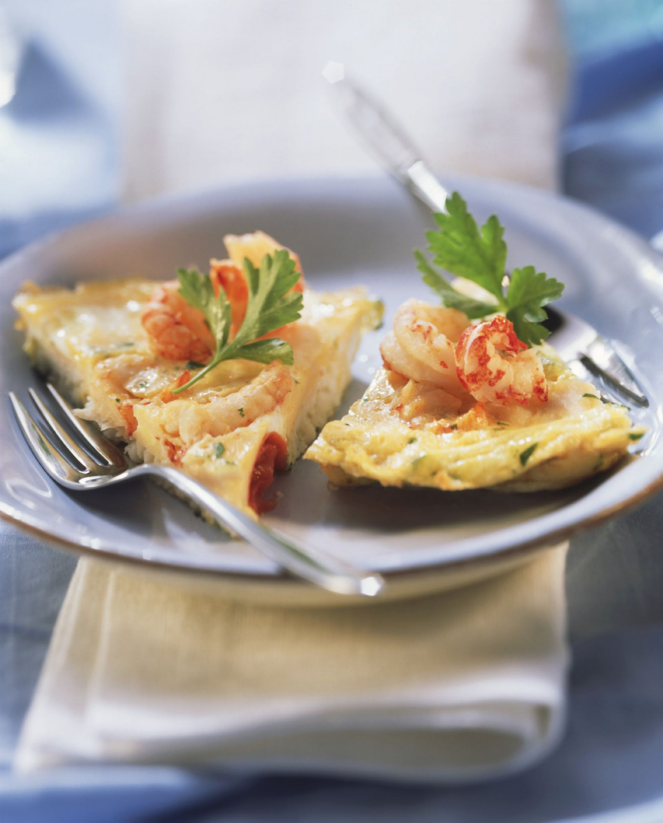 Bio Omelett mit Fisch und Meeresfrüchten
