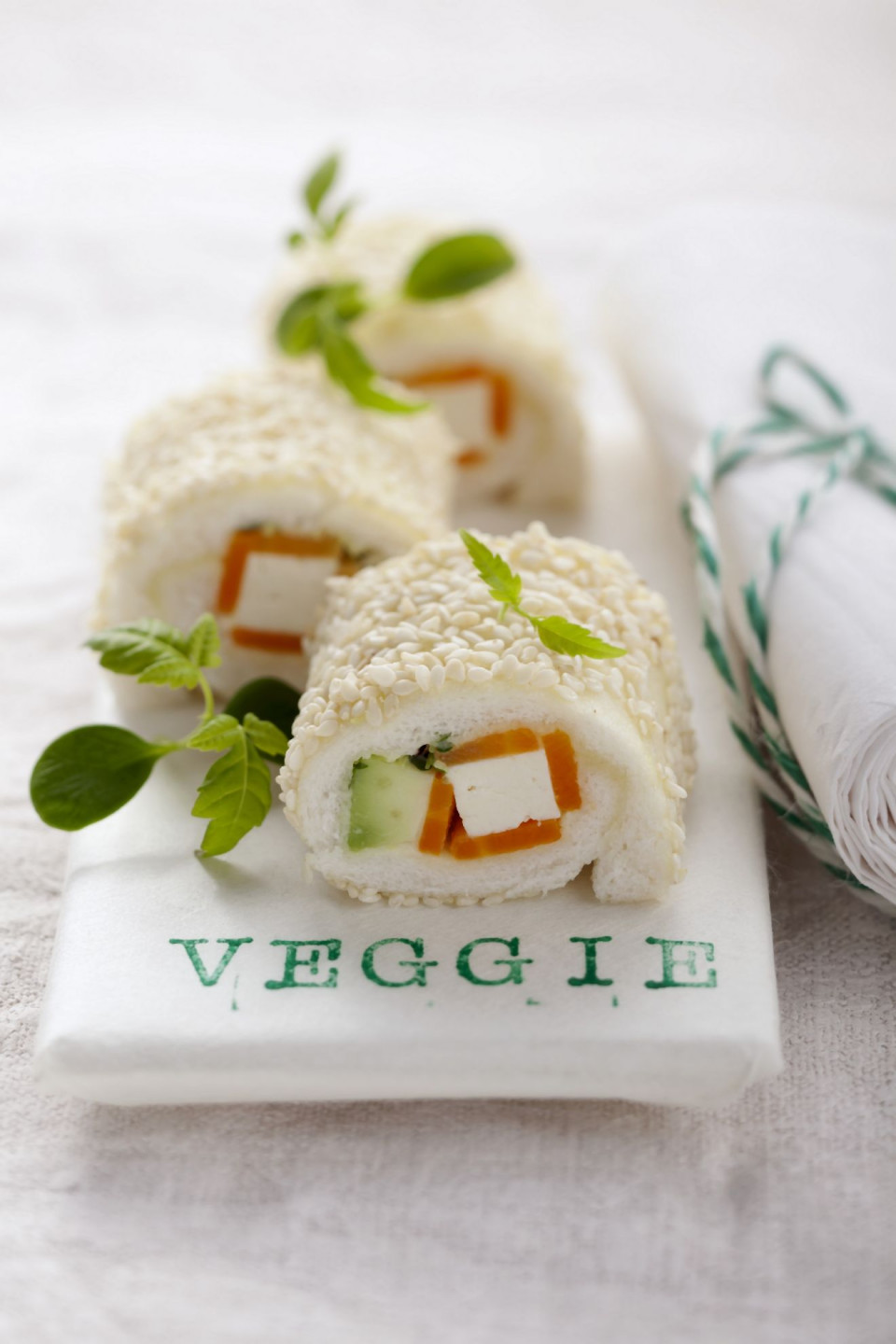 Bio Vegetarische Sushi-Rolle aus Tramezzini