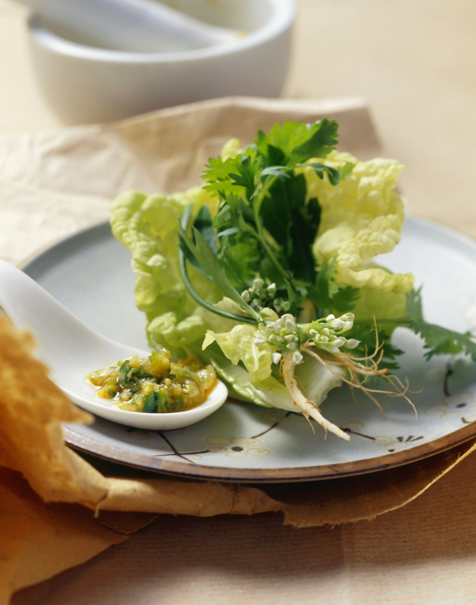 Bio Asiatischer Salat mit Kräutern