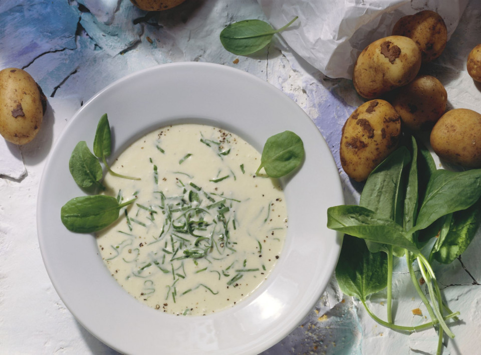 Bio Cremesuppe mit Kartoffeln und Sauerampfer